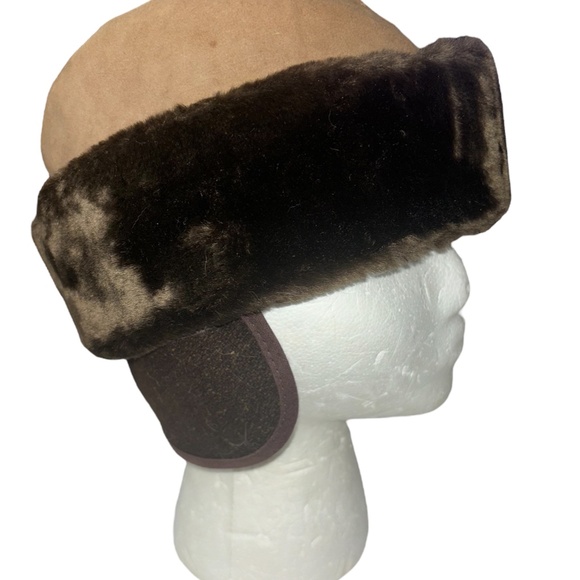 Vintage Union Made Suede Leather Russian Winter Hat Medium - Picture 1 of 14